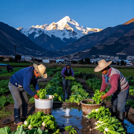 El agua del Apu Pachatusan sostiene la producción orgánica de hortalizas en Huasao
