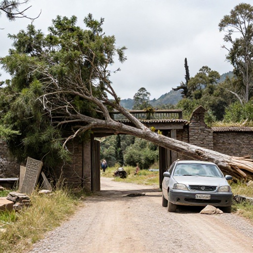 Caída de árbol bloquea acceso a Sacsayhuamán y deja auto dañado con turistas